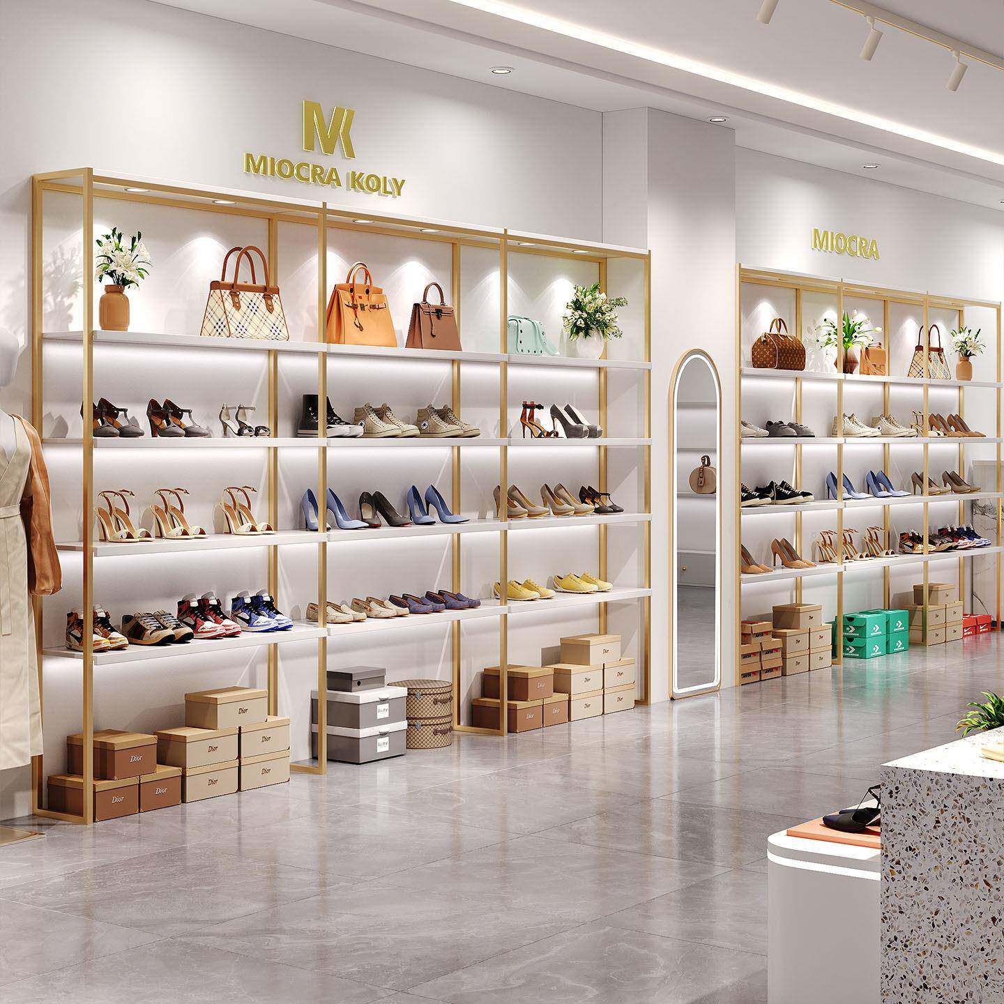 男女鞋子展示架鞋店专用鞋架服装店商用陈列鞋柜卖鞋多层落地货架