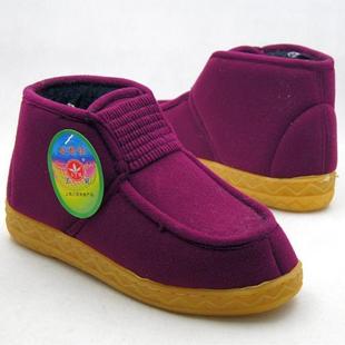 中老年保暖鞋 防滑爸妈加厚牛筋底软底鞋 男女平底棉鞋 上海三冠冬季