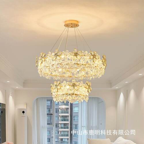法式轻奢花朵吊灯现代简约温馨复式楼客厅主灯卧室餐厅酒店装饰灯