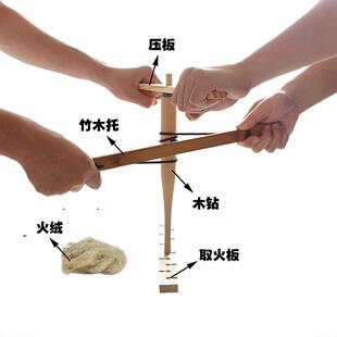 升级版双人钻木取火野营取火装备户外拓展训练道具bow drill kit