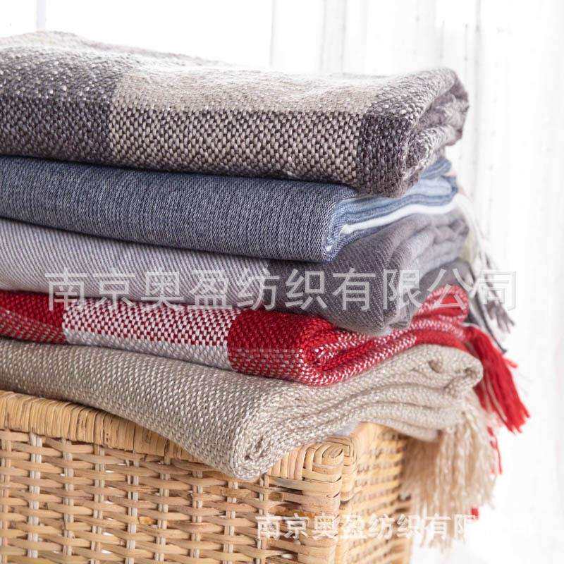 亚马逊跨境毯子throw 北欧客厅沙发毯床尾搭巾午休盖毯披肩毯流苏