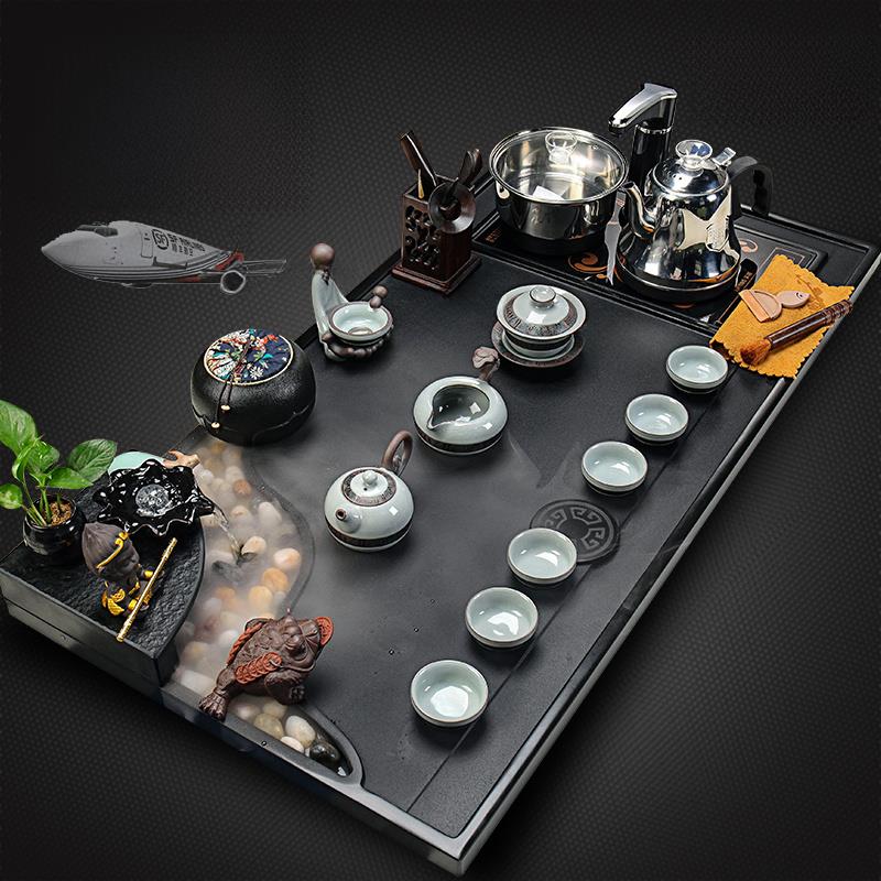 波洛利乌金石茶盘茶具套装家用轻奢雾化流水会客茶杯自动泡茶台全