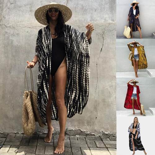 Sunscreen shirt women's printed cardigan long beach bikini