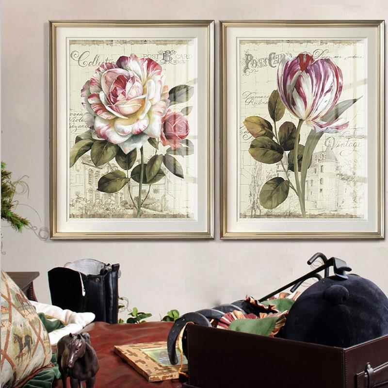 客美式复挂古画现代厅画走廊画酒zy051店工程画板样画实木外框玫