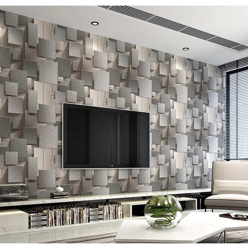 新款加厚鹿皮绒壁纸卧室家用抽象几何3d电视背景墙无纺布墙纸批发