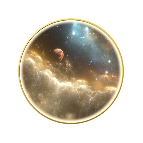 现代简约装饰画星球LED灯高级感大气轻奢圆形灯光画卧室床头挂画