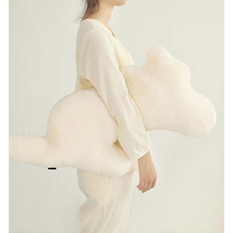 ins风北欧抽象猫毛绒沙发抱枕客厅靠床头大靠背套短毛绒花瓣靠垫