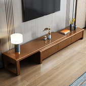 实木电视柜现代简约新中式 小户型伸缩简易电视柜组合客厅胡桃新款