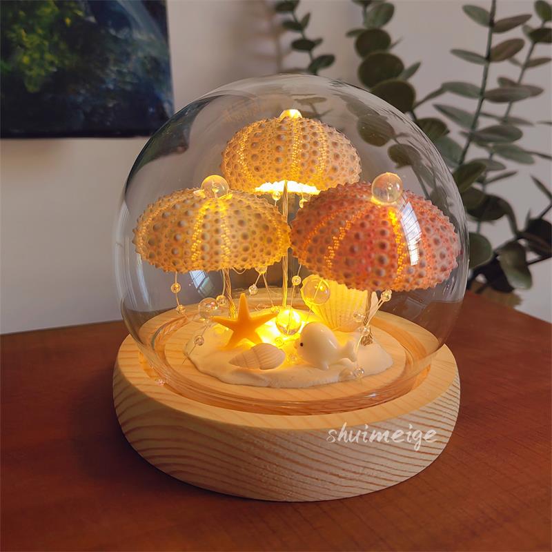 梦幻贝壳海胆水母灯小夜灯摆件母亲节手工diy材料包创意生日礼物