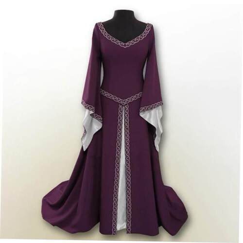 万圣Halloween party long-sleeved embroidered crew-neck dress