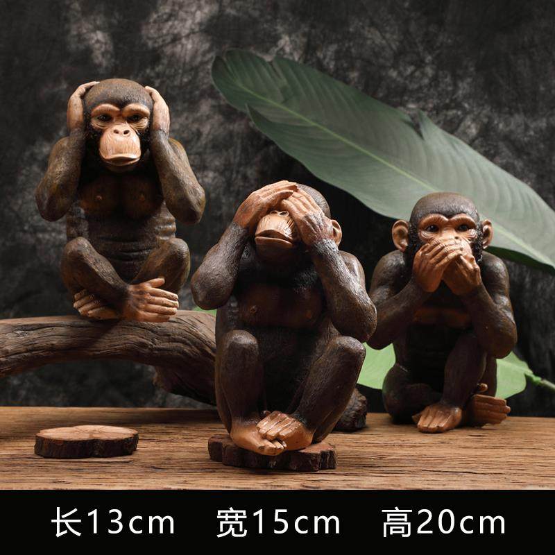 新款欧式物装饰摆件真大猩猩咖啡厅旧酒吧办公动室仿复古怀树脂工