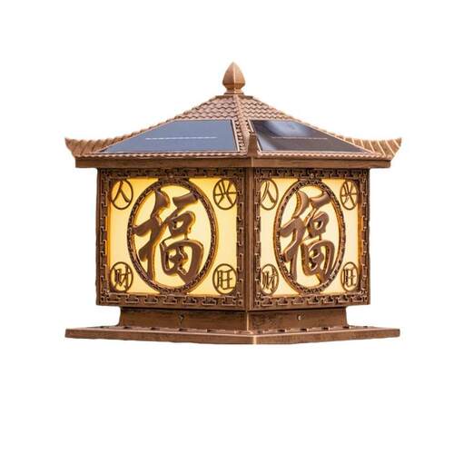 太阳能柱头灯户外防水庭院灯新中式超亮室外围墙灯别墅大门柱子灯