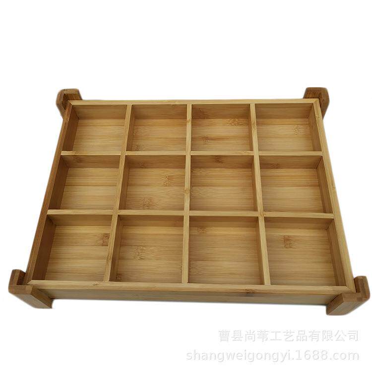 竹木十二格日料托盘陶瓷分格木意境菜网拼盘特色火锅餐具木盒