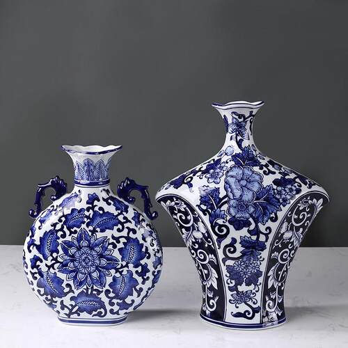 景德镇青花瓷陶瓷花瓶饰品民宿客厅彷古青花瓷样板房售楼处装修