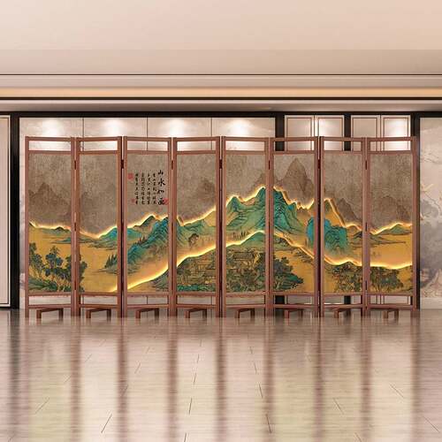 新中式实木屏风隔断客厅2026新款办公室酒店茶楼折叠移动遮挡玄关