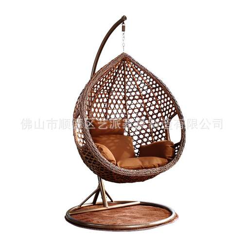 户外现代简约室内家用悬铁框架摇篮椅单人秋千阳台藤编吊篮家具3