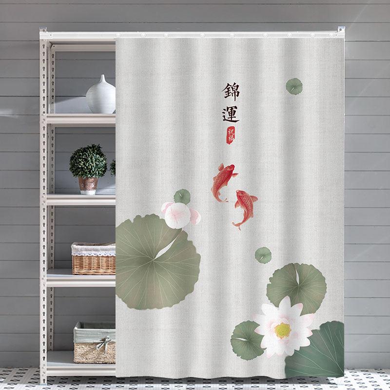 定制置物架遮挡帘货架铁架防尘挡灰门帘厨房储物收纳架布帘免打孔