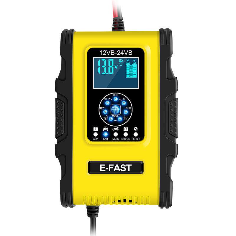 12V24V12A7段式铅酸电池充电器显示屏14.6V锂电汽车充电动电瓶