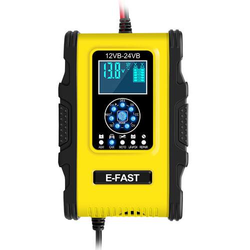 12V24V12A7段式铅酸电池充电器显示屏14.6V锂电汽车充电动电瓶