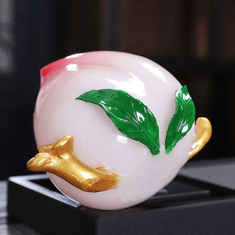 创意树脂变色茶玩茶宠桃子摆件可养茶台盘功夫茶具节庆寿桃送礼品