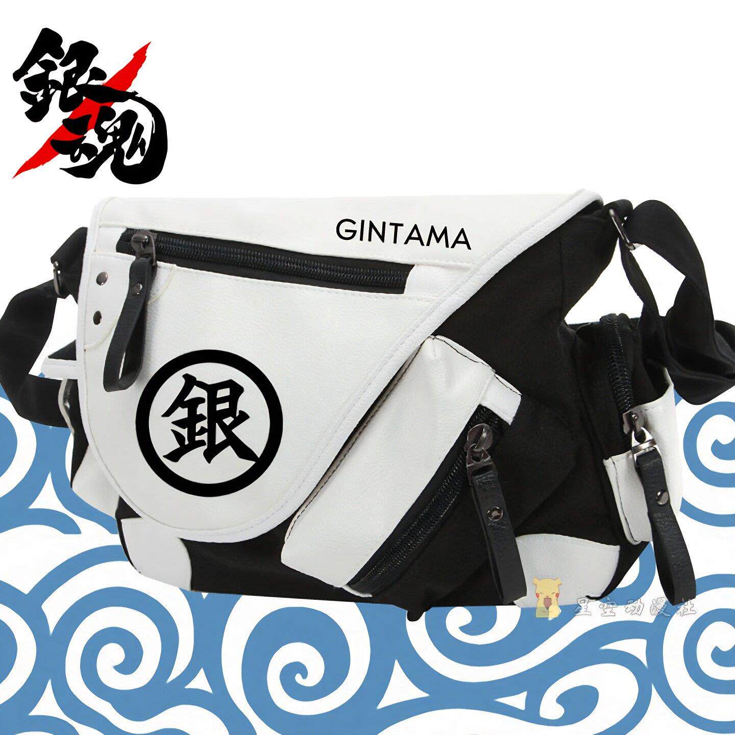 银魂周边斜挎包 银时 GINTAMA 男女单肩背包漆皮帆布旅行书包