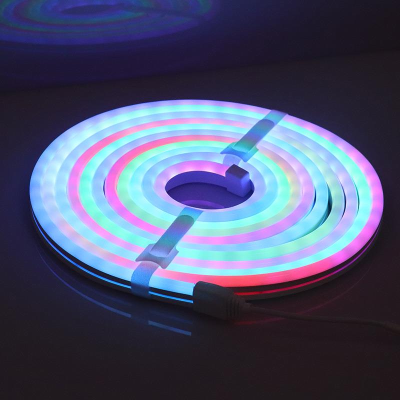 直销PVC幻彩灯带柔性霓虹灯带广告自粘8*16mm跑马led灯条12V