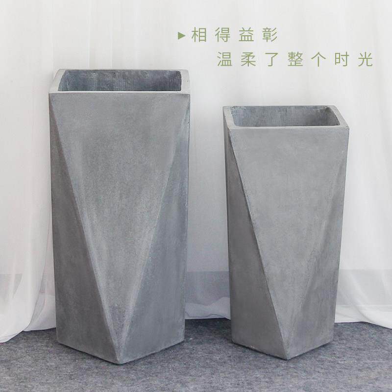 特大号欧式简约菱形水泥花盆镁泥创意简约家用阳台绿植花箱高方盆