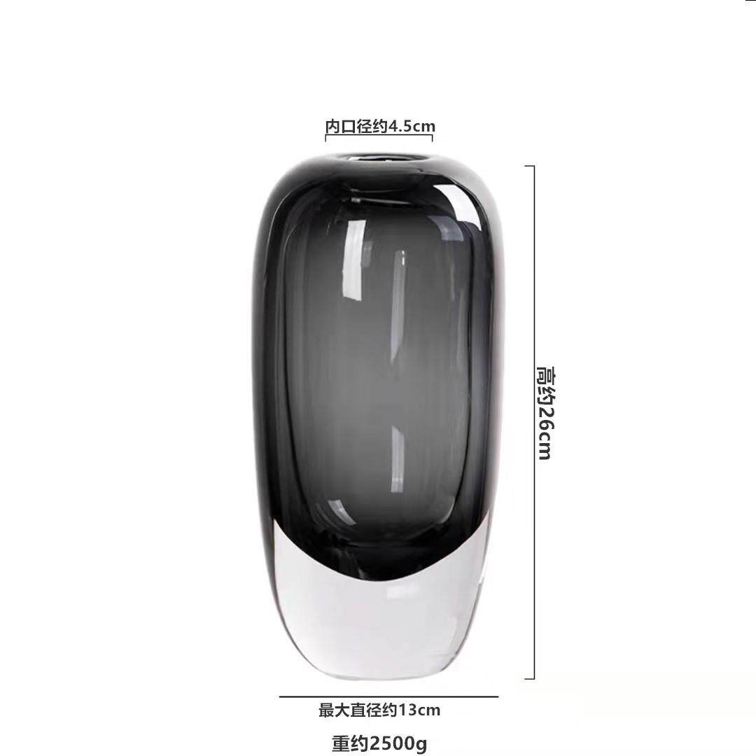 美式透明玻璃花瓶高档桌面餐厅茶桌装饰摆件轻奢水晶工艺品