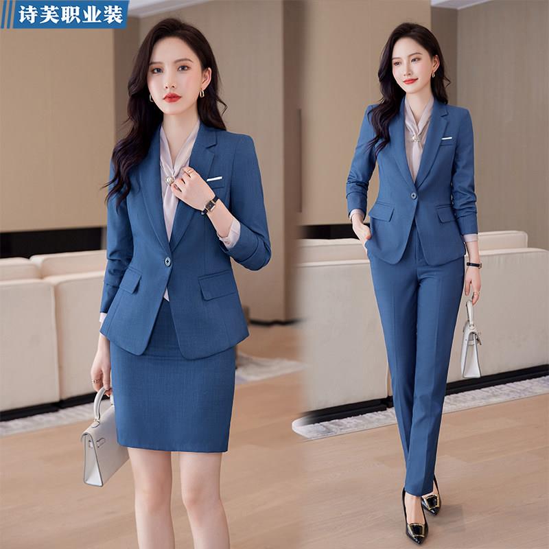 西服套装经理职业装套装女长袖西装前台工作服售楼部4S店白领正装