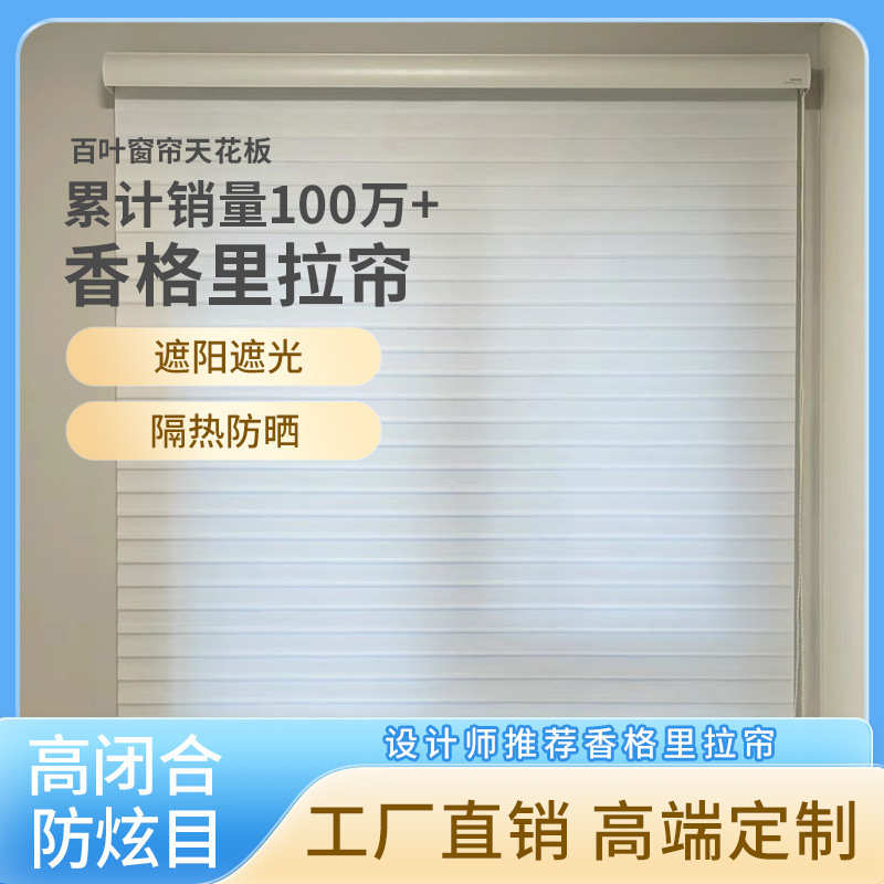 新款轻奢香格里拉窗帘遮光帘防眩晕高遮光卷帘百叶窗帘免打孔全套
