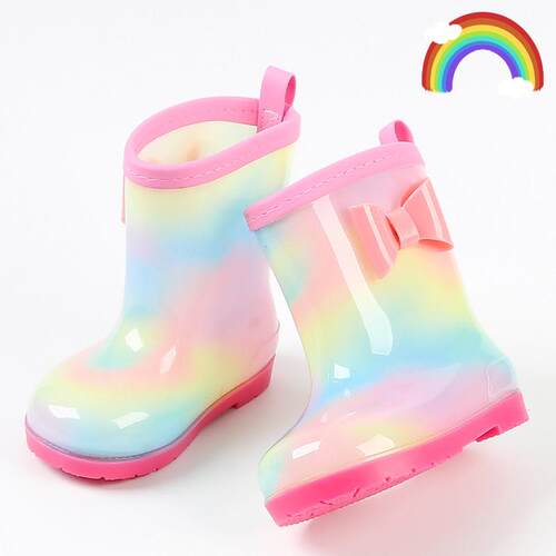 儿童雨鞋女童公主宝宝轻便胶鞋幼儿园雨靴防滑水靴小孩童加绒彩虹