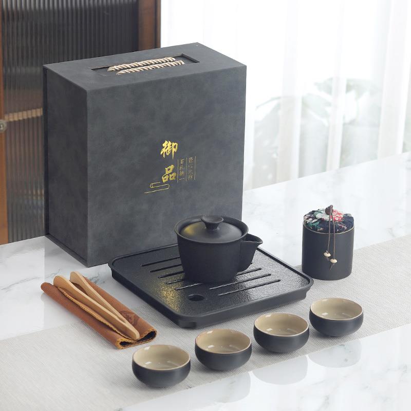 茶具套装礼盒装茶台一整套陶瓷粗陶快客壶手抓壶便携喝茶2025新款