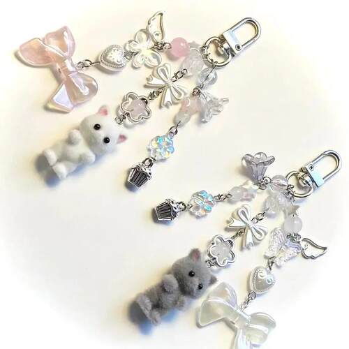 Calico critters persian cat twins keychains