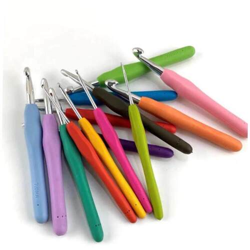 1pc/14pcs 2mm-10mm Colorful Soft Plastic Crochet Hook Set Kn