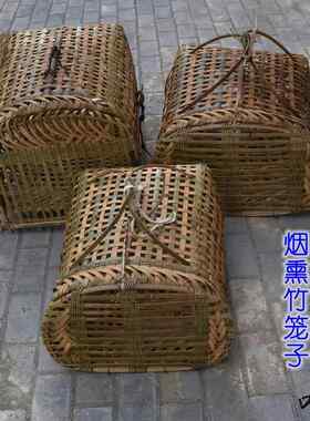 鸡笼竹编竹制品媒笼养殖七彩山鸡小鸡农村观赏养殖笼户外加粗喜庆