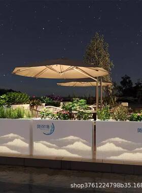 户外E发光花箱组商业HX2广场花槽装饰合庭院室外花坛太D阳能L带灯