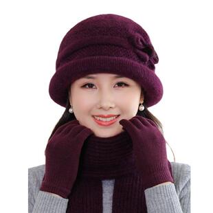 中老年人帽子女士奶奶老人保暖针织毛线帽妈妈帽冬季老太太防寒帽
