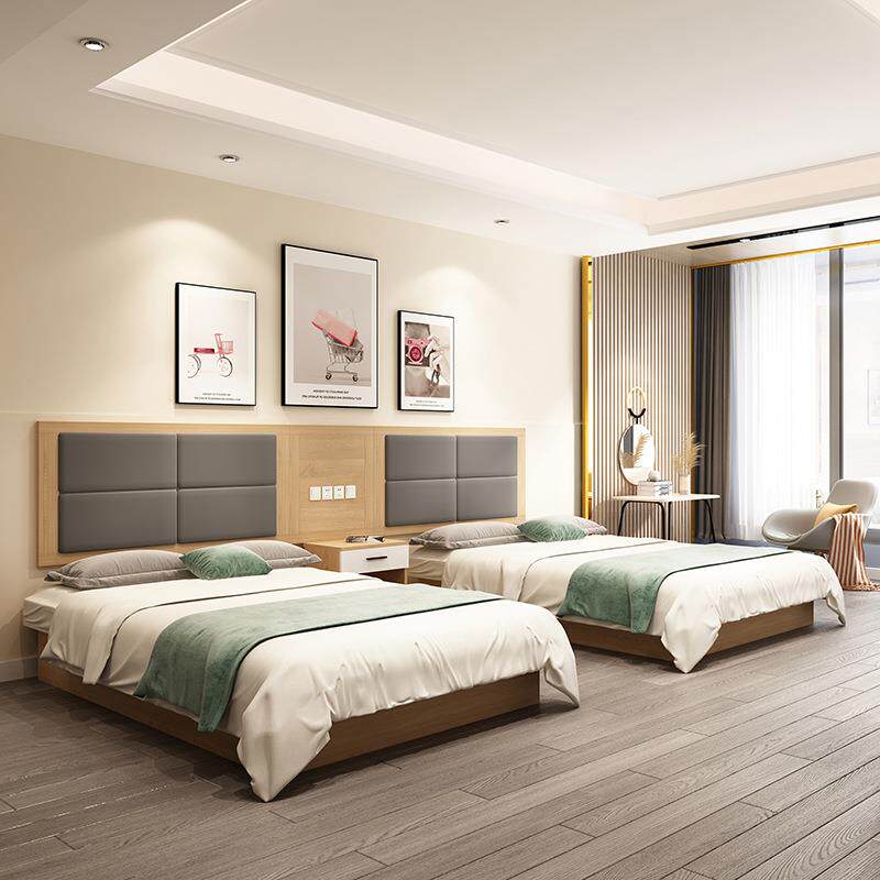 酒店家具标准间全套床家具快捷旅馆客房床宾馆专用双人床公寓民宿