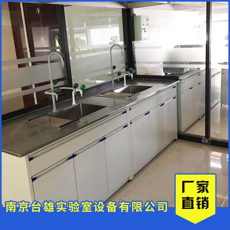 实验室专用全钢水槽台 厂家全钢水斗台 钢木边台操作台