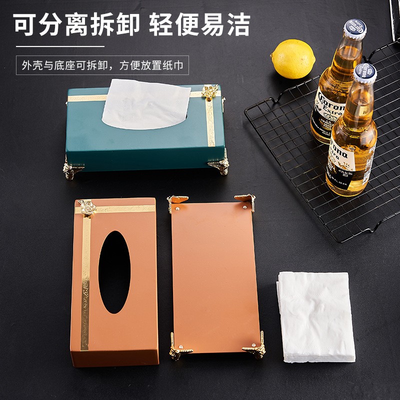 不钢纸巾盒酒店锈kv适用欧式餐轻厅创意t方118形抽纸盒子奢风