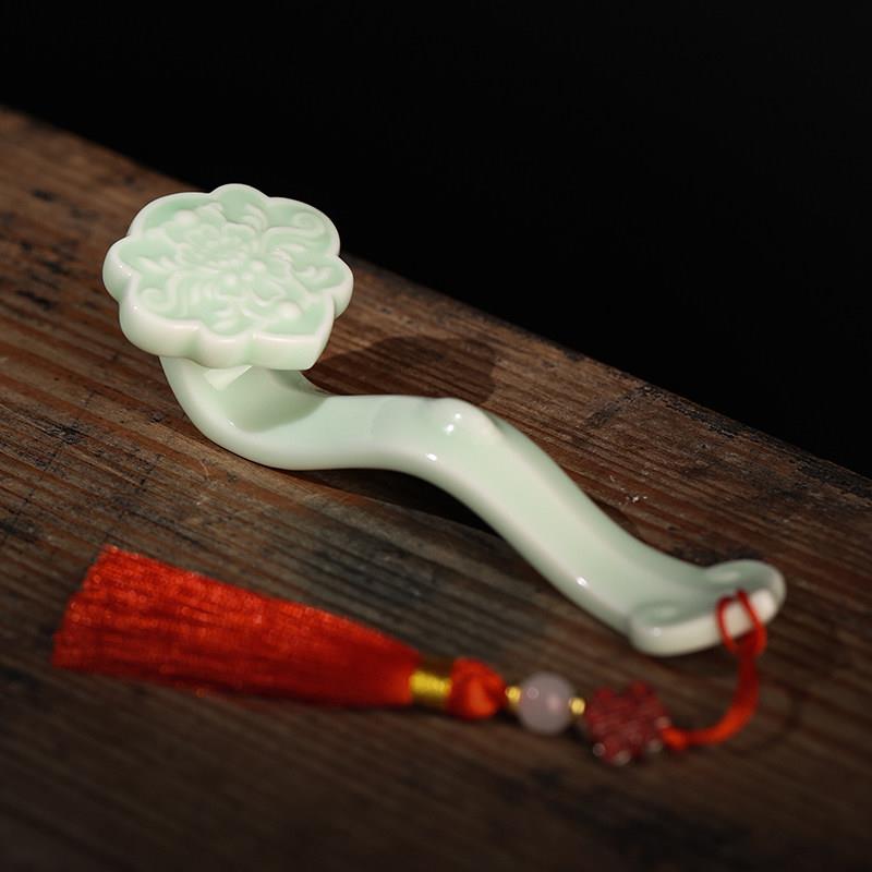 陶瓷玉如意小摆件中式创意家居书房书桌镇纸笔架装饰品小配件礼品