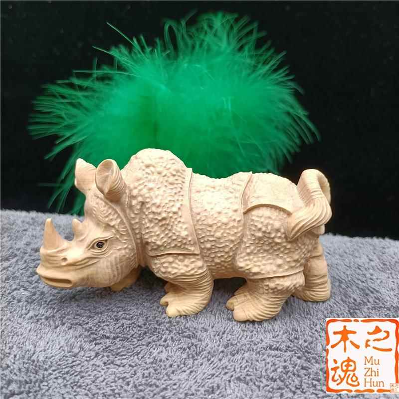 黄把杨木雕刻崖柏犀件牛摆手玩件工YCL艺卡上通饰品动物茶宠汽车