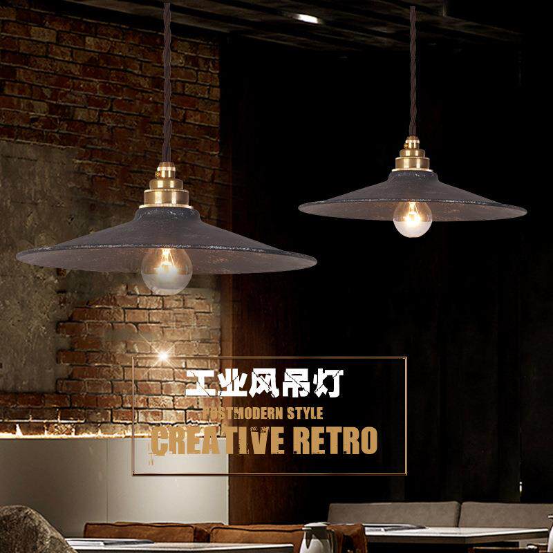 美式复古餐厅吊灯loft纯铜锅盖餐厅酒吧台跨境头工业风小吊灯