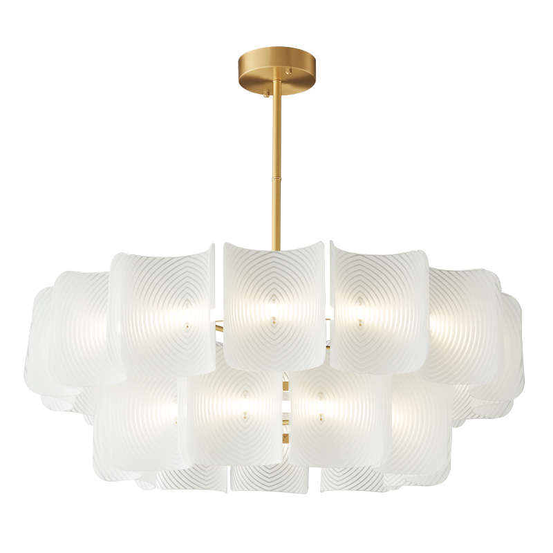 日式侘寂风客厅吊灯法式奶油复古轻奢全铜餐厅吊灯卧室护眼玻璃灯