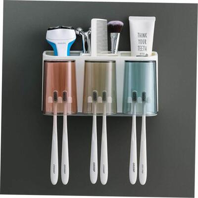 toothbrush tooth cup holder wall rack bathroom mount home