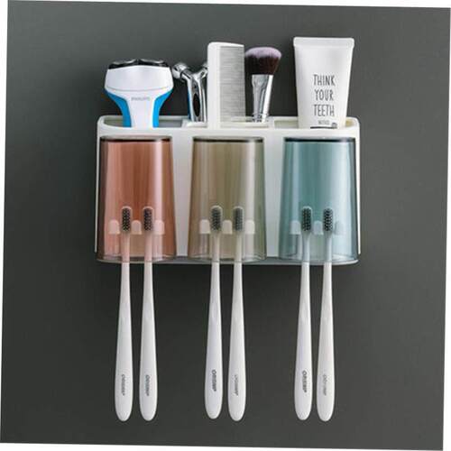toothbrush tooth cup holder wall rack bathroom mount home