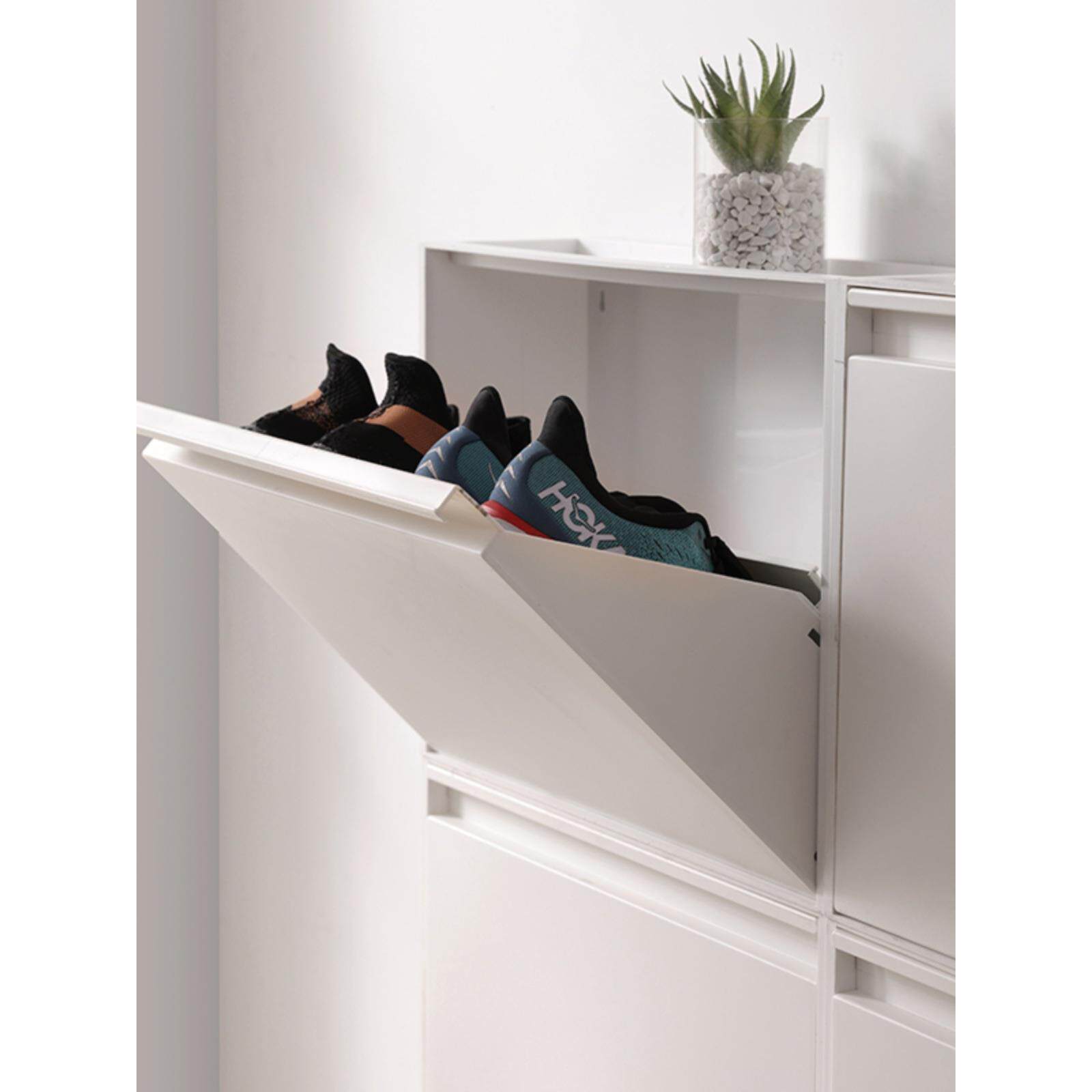 窄边鞋柜翻斗收纳柜简约风储物柜塑料平开门衣柜来样可新品