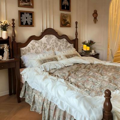 古简风美式木床古现代黑中色sud-0122约1.5主卧法式1风.8双人床婚