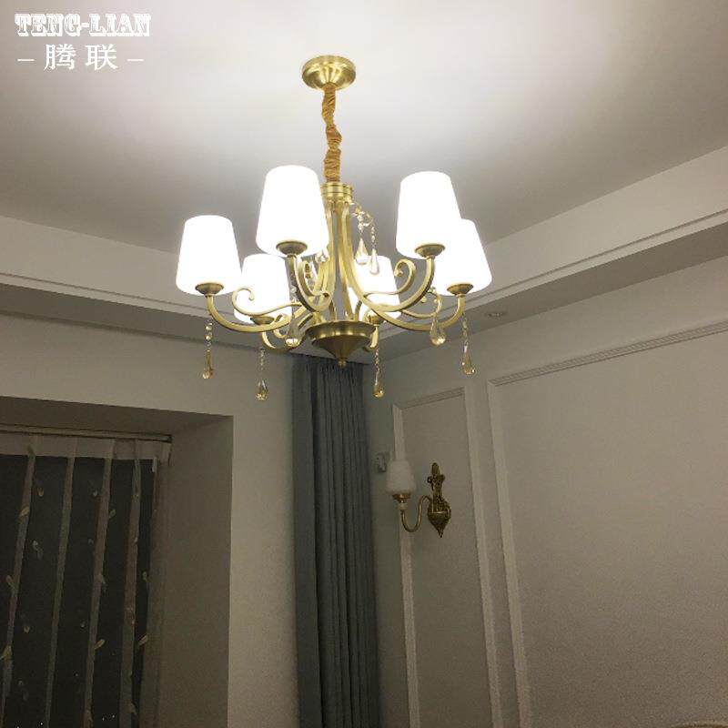 全铜式水晶吊客厅灯轻奢欧约716美式法式卧室餐厅简灯大气复古灯