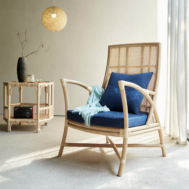 日式藤编靠背沙发椅民宿酒店休闲单人藤椅阳台三件套靠背扶手椅子